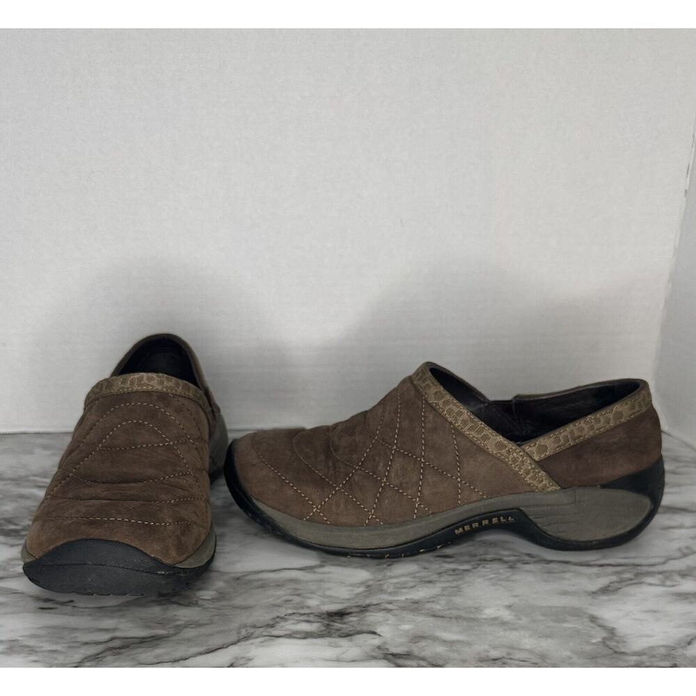 Merrell Clog Shoes 7.5 Brown Slip On Close Toe Mid‎ Block Heel Comfort